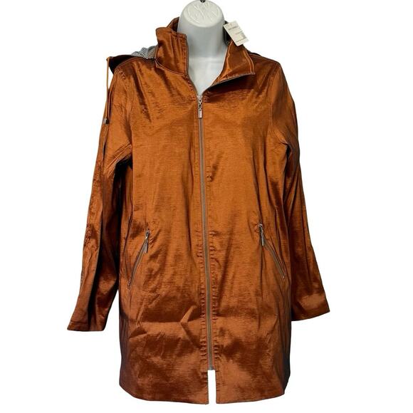 Mycra Pac Copper Metallic Full Zip Water Resistant Jacket sz 0 P Petite NEW Tags - Picture 1 of 16